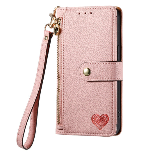 For iPhone 6 / 6s Love Zipper Lanyard Leather Phone Case(Pink) by buy2fix
