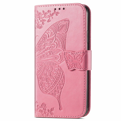 For OnePlus 12 Butterfly Love Flower Embossed Leather Phone Case(Pink) by buy2fix