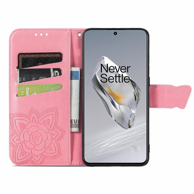 For OnePlus 12 Butterfly Love Flower Embossed Leather Phone Case(Pink) by buy2fix