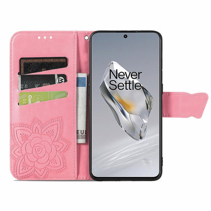 For OnePlus 12 Butterfly Love Flower Embossed Leather Phone Case(Pink) by buy2fix