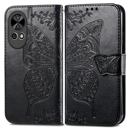 For Huawei Nova 12 Pro Butterfly Love Flower Embossed Leather Phone Case(Black) by buy2fix