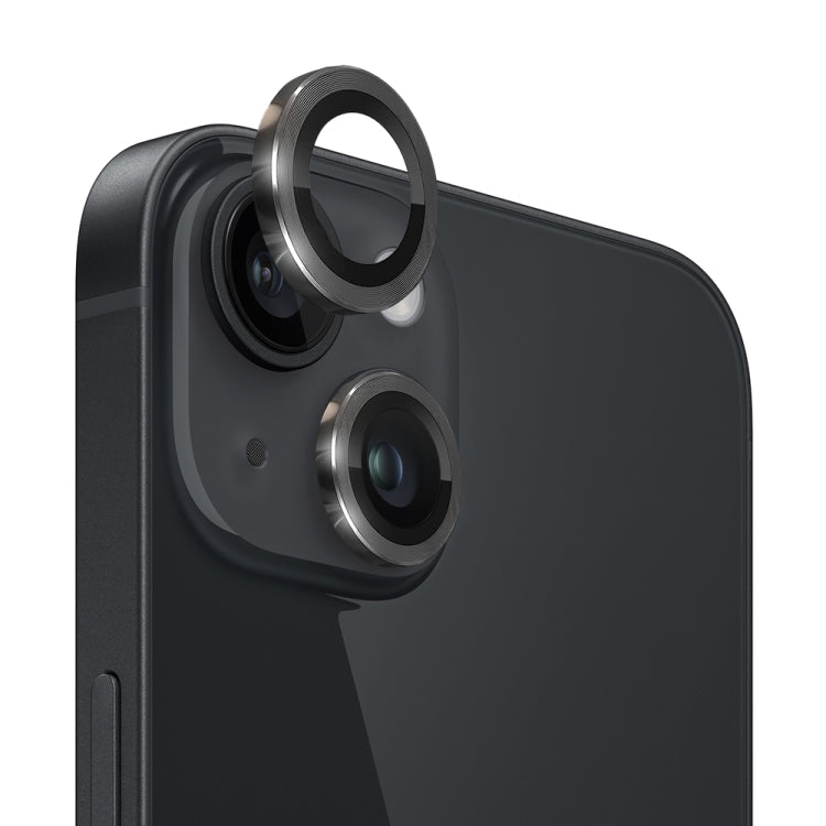 For iPhone 14 / 14 Plus NORTHJO Camera Lens Protector Tempered Glass CD Vein Metal Ring Film(Black) - iPhone 14 Plus Tempered Glass by NORTHJO | Online Shopping UK | buy2fix