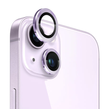 For iPhone 14 / 14 Plus NORTHJO Camera Lens Protector Tempered Glass CD Vein Metal Ring Film(Purple) - iPhone 14 Plus Tempered Glass by NORTHJO | Online Shopping UK | buy2fix