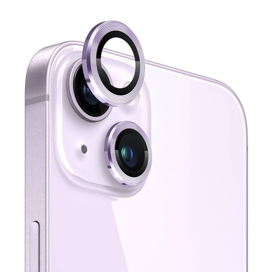 For iPhone 14 / 14 Plus NORTHJO Camera Lens Protector Tempered Glass CD Vein Metal Ring Film(Purple) - iPhone 14 Plus Tempered Glass by NORTHJO | Online Shopping UK | buy2fix