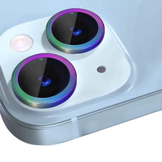 For iPhone 14 / 14 Plus NORTHJO Camera Lens Protector Tempered Glass CD Vein Metal Ring Film(Colorful) - iPhone 14 Plus Tempered Glass by NORTHJO | Online Shopping UK | buy2fix