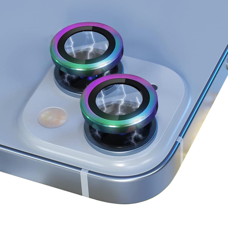 For iPhone 14 / 14 Plus NORTHJO Camera Lens Protector Tempered Glass CD Vein Metal Ring Film(Colorful) - iPhone 14 Plus Tempered Glass by NORTHJO | Online Shopping UK | buy2fix