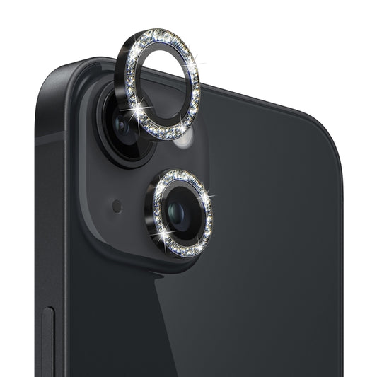 For iPhone 14 / 14 Plus NORTHJO Camera Lens Protector Tempered Glass Bling Glitter Metal Ring Film(Black) - iPhone 14 Plus Tempered Glass by NORTHJO | Online Shopping UK | buy2fix