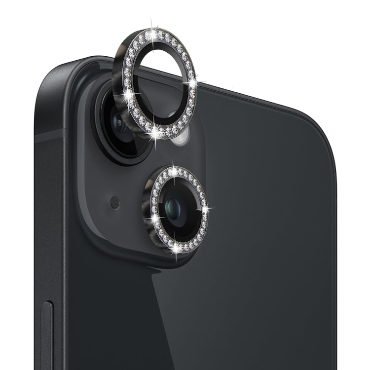 For iPhone 14 / 14 Plus NORTHJO Camera Lens Protector Tempered Glass Metal Rhinestone Ring Film(Black) - iPhone 14 Plus Tempered Glass by NORTHJO | Online Shopping UK | buy2fix