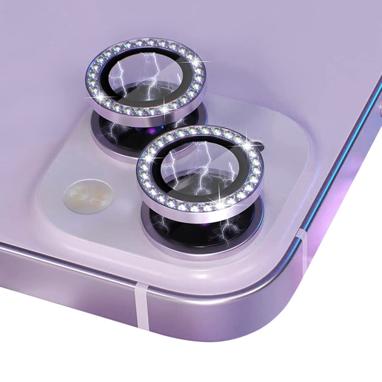 For iPhone 14 / 14 Plus NORTHJO Camera Lens Protector Tempered Glass Metal Rhinestone Ring Film(Purple) - iPhone 14 Plus Tempered Glass by NORTHJO | Online Shopping UK | buy2fix