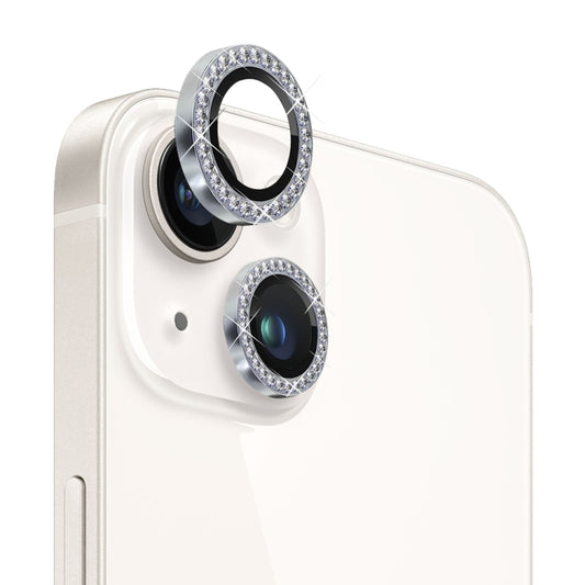 For iPhone 14 / 14 Plus NORTHJO Camera Lens Protector Tempered Glass Metal Rhinestone Ring Film(Silver) - iPhone 14 Plus Tempered Glass by NORTHJO | Online Shopping UK | buy2fix
