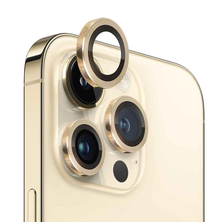 For iPhone 13 Pro / 13 Pro Max NORTHJO Camera Lens Protector Tempered Glass CD Vein Metal Ring Film(Gold) - iPhone 13 Pro Max Tempered Glass by NORTHJO | Online Shopping UK | buy2fix