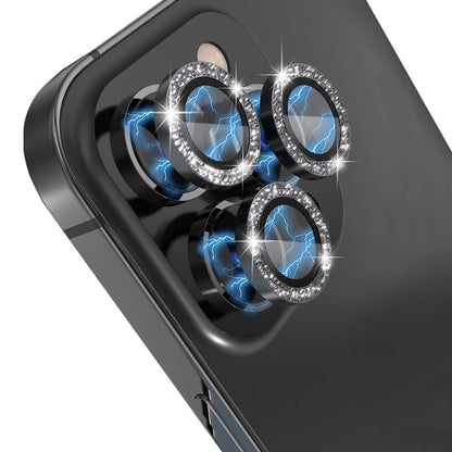 For iPhone 13 Pro / 13 Pro Max NORTHJO Camera Lens Protector Tempered Glass Bling Glitter Metal Ring Film(Black) - iPhone 13 Pro Max Tempered Glass by NORTHJO | Online Shopping UK | buy2fix