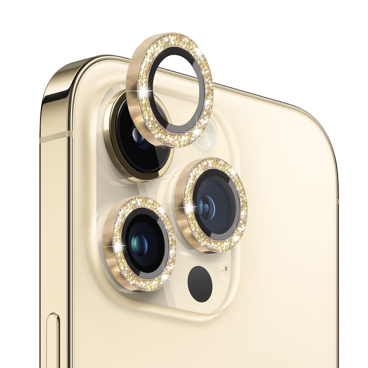For iPhone 13 Pro / 13 Pro Max NORTHJO Camera Lens Protector Tempered Glass Bling Glitter Metal Ring Film(Gold) - iPhone 13 Pro Max Tempered Glass by NORTHJO | Online Shopping UK | buy2fix