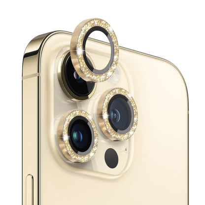 For iPhone 13 Pro / 13 Pro Max NORTHJO Camera Lens Protector Tempered Glass Bling Glitter Metal Ring Film(Gold) - iPhone 13 Pro Max Tempered Glass by NORTHJO | Online Shopping UK | buy2fix