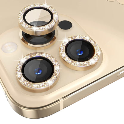 For iPhone 13 Pro / 13 Pro Max NORTHJO Camera Lens Protector Tempered Glass Bling Glitter Metal Ring Film(Gold) - iPhone 13 Pro Max Tempered Glass by NORTHJO | Online Shopping UK | buy2fix
