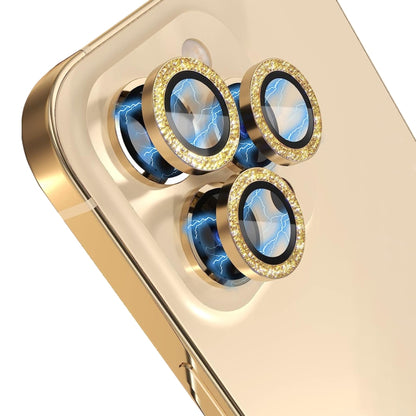 For iPhone 13 Pro / 13 Pro Max NORTHJO Camera Lens Protector Tempered Glass Bling Glitter Metal Ring Film(Gold) - iPhone 13 Pro Max Tempered Glass by NORTHJO | Online Shopping UK | buy2fix