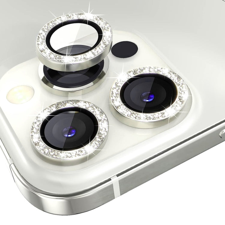 For iPhone 13 Pro / 13 Pro Max NORTHJO Camera Lens Protector Tempered Glass Bling Glitter Metal Ring Film(Silver) - iPhone 13 Pro Max Tempered Glass by NORTHJO | Online Shopping UK | buy2fix