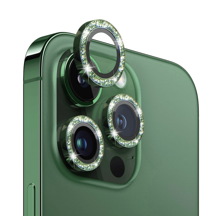 For iPhone 13 Pro / 13 Pro Max NORTHJO Camera Lens Protector Tempered Glass Bling Glitter Metal Ring Film(Green) - iPhone 13 Pro Max Tempered Glass by NORTHJO | Online Shopping UK | buy2fix