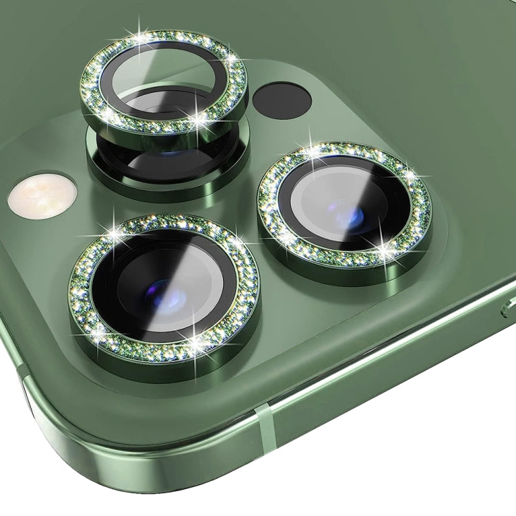For iPhone 13 Pro / 13 Pro Max NORTHJO Camera Lens Protector Tempered Glass Bling Glitter Metal Ring Film(Green) - iPhone 13 Pro Max Tempered Glass by NORTHJO | Online Shopping UK | buy2fix