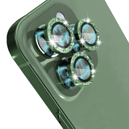 For iPhone 13 Pro / 13 Pro Max NORTHJO Camera Lens Protector Tempered Glass Bling Glitter Metal Ring Film(Green) - iPhone 13 Pro Max Tempered Glass by NORTHJO | Online Shopping UK | buy2fix
