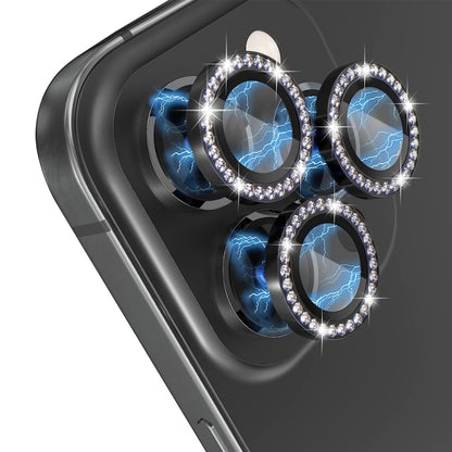 For iPhone 13 Pro / 13 Pro Max NORTHJO Camera Lens Protector Tempered Glass Metal Rhinestone Ring Film(Black) - iPhone 13 Pro Max Tempered Glass by NORTHJO | Online Shopping UK | buy2fix
