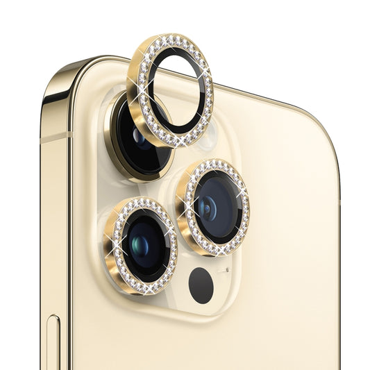 For iPhone 13 Pro / 13 Pro Max NORTHJO Camera Lens Protector Tempered Glass Metal Rhinestone Ring Film(Gold) - iPhone 13 Pro Max Tempered Glass by NORTHJO | Online Shopping UK | buy2fix