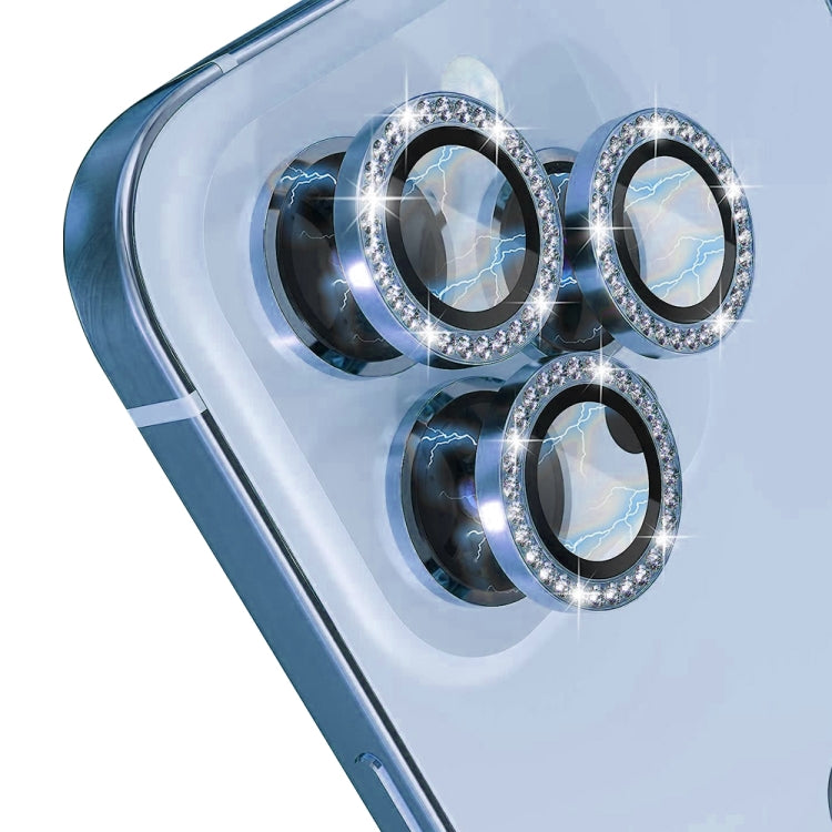 For iPhone 13 Pro / 13 Pro Max NORTHJO Camera Lens Protector Tempered Glass Metal Rhinestone Ring Film(Blue) - iPhone 13 Pro Max Tempered Glass by NORTHJO | Online Shopping UK | buy2fix