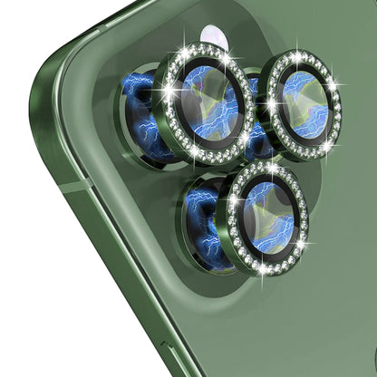 For iPhone 13 Pro / 13 Pro Max NORTHJO Camera Lens Protector Tempered Glass Metal Rhinestone Ring Film(Green) - iPhone 13 Pro Max Tempered Glass by NORTHJO | Online Shopping UK | buy2fix