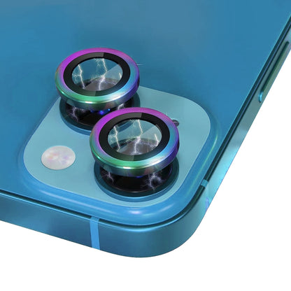 For iPhone 13 / 13 mini NORTHJO Camera Lens Tempered Glass CD Vein Metal Ring Film(Colorful) - iPhone 13 Tempered Glass by NORTHJO | Online Shopping UK | buy2fix