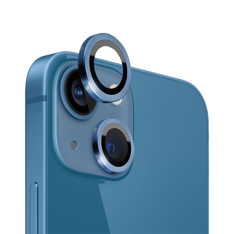 For iPhone 13 / 13 mini NORTHJO Camera Lens Tempered Glass CD Vein Metal Ring Film(Blue) - iPhone 13 Tempered Glass by NORTHJO | Online Shopping UK | buy2fix