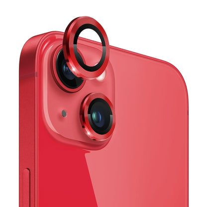 For iPhone 13 / 13 mini NORTHJO Camera Lens Tempered Glass CD Vein Metal Ring Film(Red) - iPhone 13 Tempered Glass by NORTHJO | Online Shopping UK | buy2fix