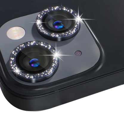 For iPhone 13 / 13 mini NORTHJO Camera Lens Tempered Glass Bling Glitter Metal Ring Film(Black) - iPhone 13 Tempered Glass by NORTHJO | Online Shopping UK | buy2fix