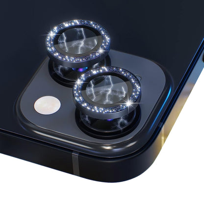 For iPhone 13 / 13 mini NORTHJO Camera Lens Tempered Glass Bling Glitter Metal Ring Film(Black) - iPhone 13 Tempered Glass by NORTHJO | Online Shopping UK | buy2fix