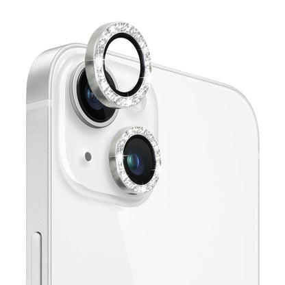 For iPhone 13 / 13 mini NORTHJO Camera Lens Tempered Glass Bling Glitter Metal Ring Film(Silver) - iPhone 13 Tempered Glass by NORTHJO | Online Shopping UK | buy2fix