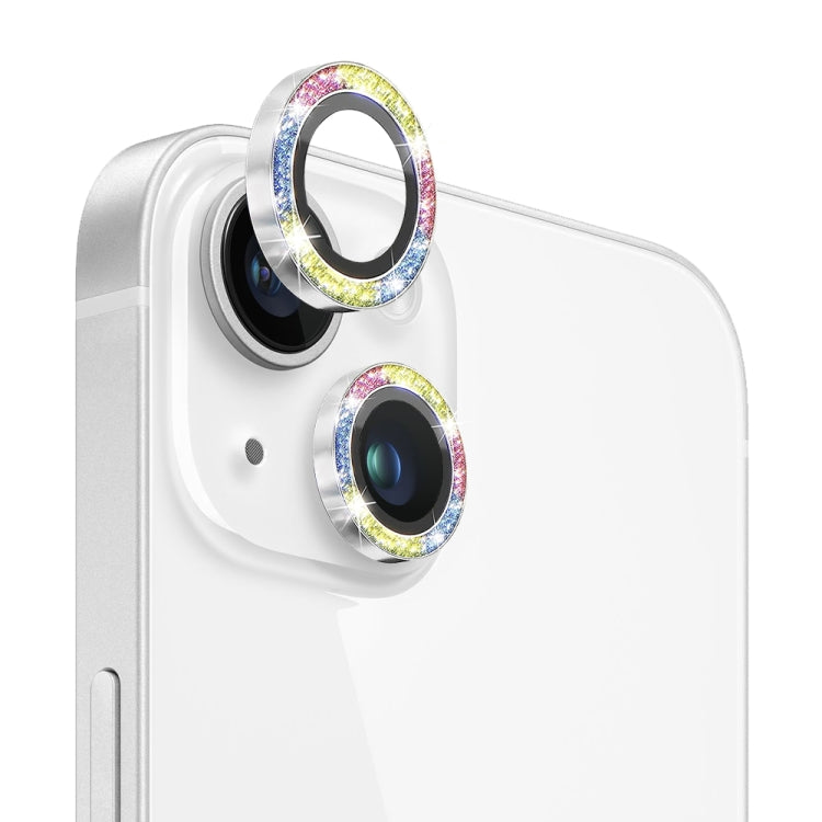 For iPhone 13 / 13 mini NORTHJO Camera Lens Tempered Glass Bling Glitter Metal Ring Film(Colorful) - iPhone 13 Tempered Glass by NORTHJO | Online Shopping UK | buy2fix