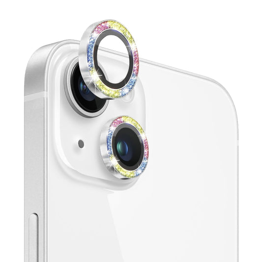 For iPhone 13 / 13 mini NORTHJO Camera Lens Tempered Glass Bling Glitter Metal Ring Film(Colorful) - iPhone 13 Tempered Glass by NORTHJO | Online Shopping UK | buy2fix