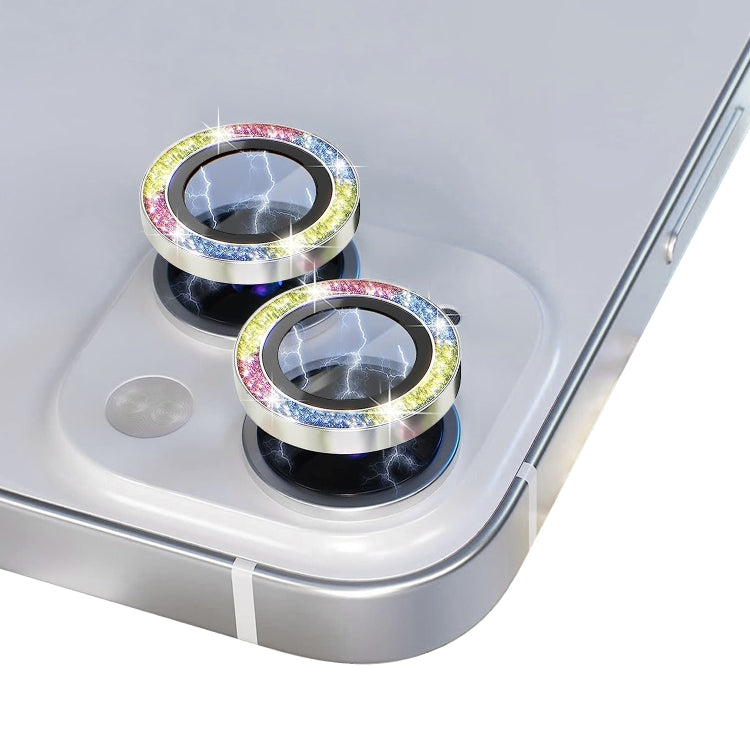 For iPhone 13 / 13 mini NORTHJO Camera Lens Tempered Glass Bling Glitter Metal Ring Film(Colorful) - iPhone 13 Tempered Glass by NORTHJO | Online Shopping UK | buy2fix