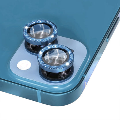 For iPhone 13 / 13 mini NORTHJO Camera Lens Tempered Glass Bling Glitter Metal Ring Film(Blue) - iPhone 13 Tempered Glass by NORTHJO | Online Shopping UK | buy2fix