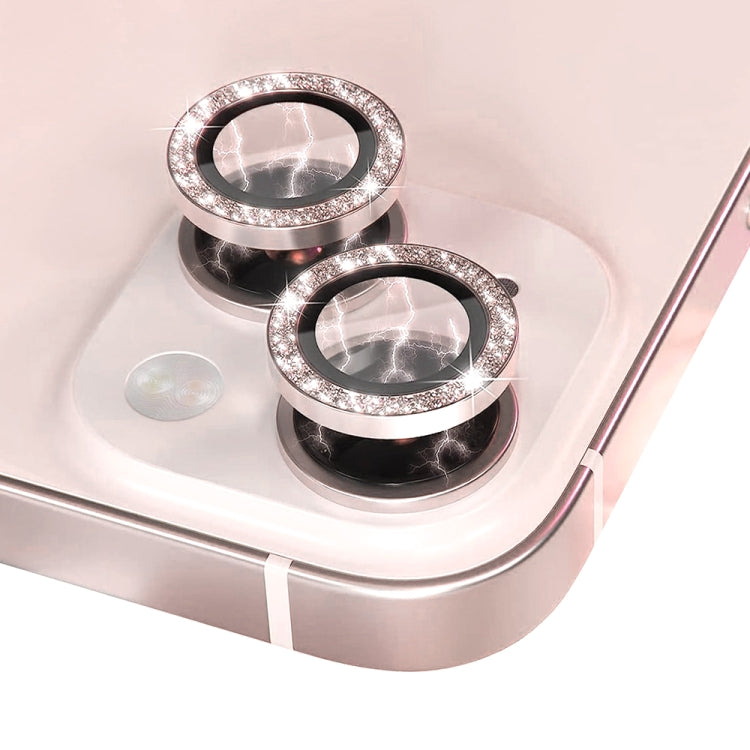 For iPhone 13 / 13 mini NORTHJO Camera Lens Tempered Glass Bling Glitter Metal Ring Film(Pink) - iPhone 13 Tempered Glass by NORTHJO | Online Shopping UK | buy2fix