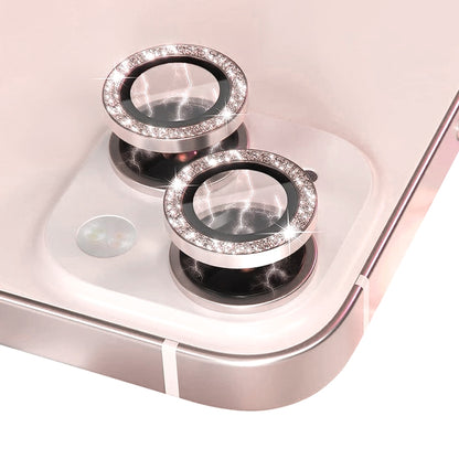 For iPhone 13 / 13 mini NORTHJO Camera Lens Tempered Glass Bling Glitter Metal Ring Film(Pink) - iPhone 13 Tempered Glass by NORTHJO | Online Shopping UK | buy2fix