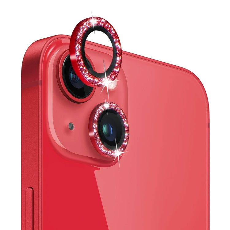 For iPhone 13 / 13 mini NORTHJO Camera Lens Tempered Glass Bling Glitter Metal Ring Film(Red) - iPhone 13 Tempered Glass by NORTHJO | Online Shopping UK | buy2fix