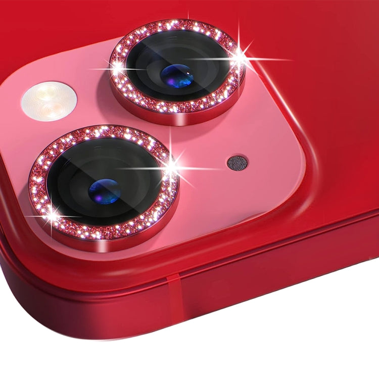 For iPhone 13 / 13 mini NORTHJO Camera Lens Tempered Glass Bling Glitter Metal Ring Film(Red) - iPhone 13 Tempered Glass by NORTHJO | Online Shopping UK | buy2fix