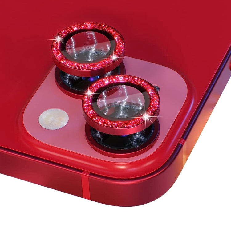 For iPhone 13 / 13 mini NORTHJO Camera Lens Tempered Glass Bling Glitter Metal Ring Film(Red) - iPhone 13 Tempered Glass by NORTHJO | Online Shopping UK | buy2fix