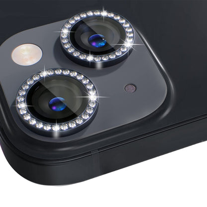 For iPhone 13 / 13 Mini NORTHJO Camera Lens Tempered Glass Metal Rhinestone Ring Film(Black) - iPhone 13 Tempered Glass by NORTHJO | Online Shopping UK | buy2fix