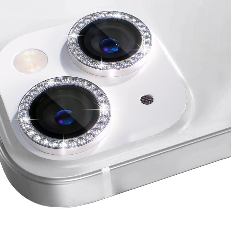 For iPhone 13 / 13 Mini NORTHJO Camera Lens Tempered Glass Metal Rhinestone Ring Film(Silver) - iPhone 13 Tempered Glass by NORTHJO | Online Shopping UK | buy2fix