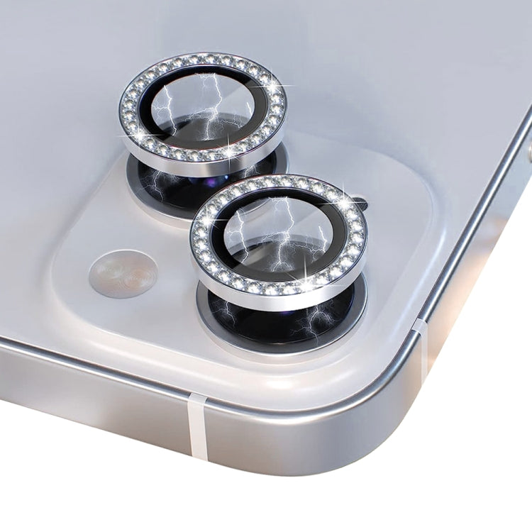 For iPhone 13 / 13 Mini NORTHJO Camera Lens Tempered Glass Metal Rhinestone Ring Film(Silver) - iPhone 13 Tempered Glass by NORTHJO | Online Shopping UK | buy2fix