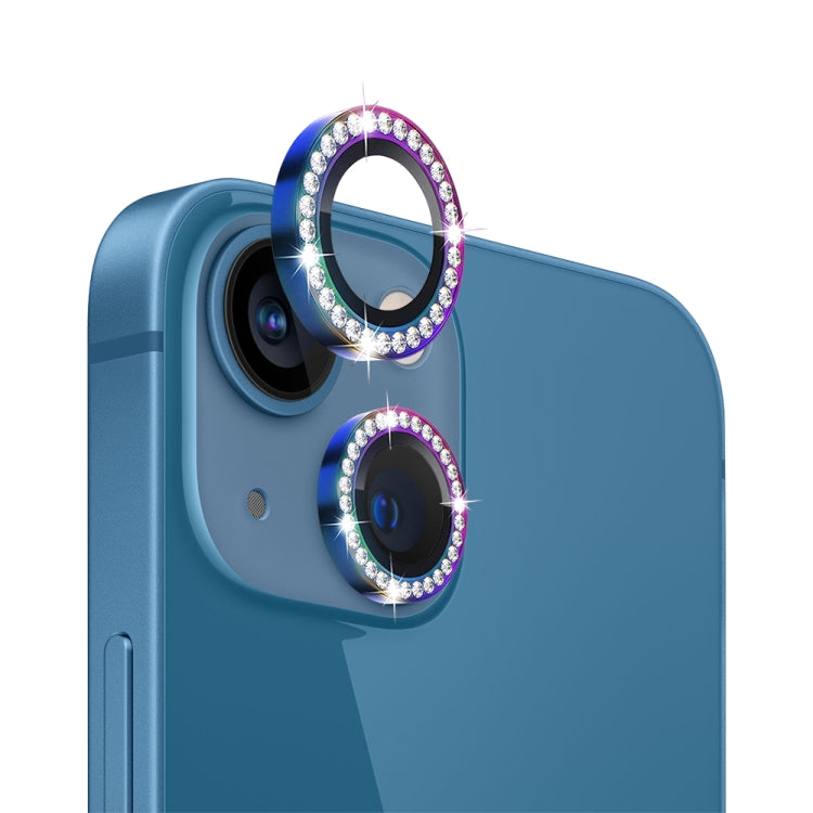 For iPhone 13 / 13 Mini NORTHJO Camera Lens Tempered Glass Metal Rhinestone Ring Film(Colorful) - iPhone 13 Tempered Glass by NORTHJO | Online Shopping UK | buy2fix