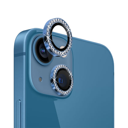 For iPhone 13 / 13 Mini NORTHJO Camera Lens Tempered Glass Metal Rhinestone Ring Film(Blue) - iPhone 13 Tempered Glass by NORTHJO | Online Shopping UK | buy2fix