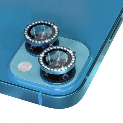 For iPhone 13 / 13 Mini NORTHJO Camera Lens Tempered Glass Metal Rhinestone Ring Film(Blue) - iPhone 13 Tempered Glass by NORTHJO | Online Shopping UK | buy2fix