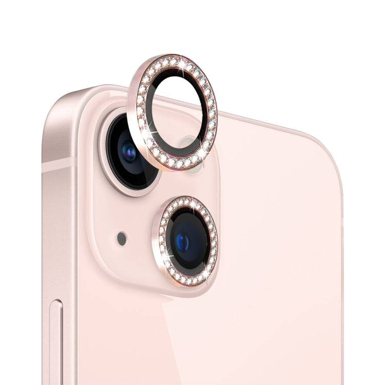 For iPhone 13 / 13 Mini NORTHJO Camera Lens Tempered Glass Metal Rhinestone Ring Film(Pink) - iPhone 13 Tempered Glass by NORTHJO | Online Shopping UK | buy2fix